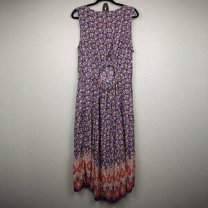 Beach Lunch Lounge blue floral with back cut out midi dress-XL